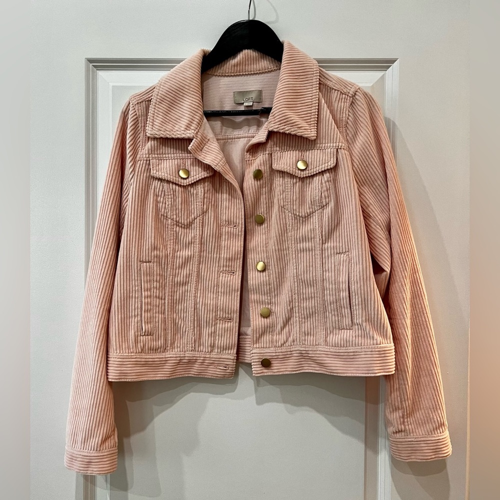 Ann Taylor Loft, pink corduroy jacket, small